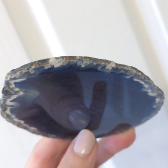 NEW Agate Slice Rock Crystal Blue - Picture 4 of 4